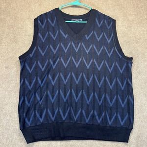 Michael Irvin 88 Playmaker Golf Sweater Vest Men's Large Navy Blue Silk Rayon